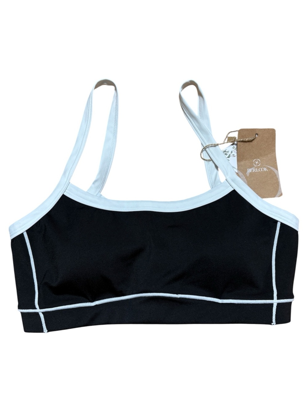 Berlook Black Contrast Sports Bra NWT In Sz Medium